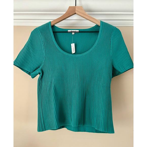 MADEWELL Ottoman Crop Sweater Tee | Turquoise Waters | XL | NWT - Picture 2 of 12